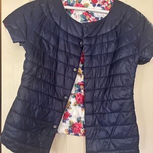 Navy Quilted Short Sleeve Jacket